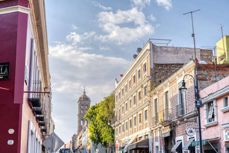 Puebla, Mexico - January 2022 : Historical center in sunny weather, HDR Imageのeditorial素材