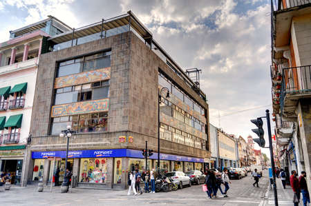 Puebla, Mexico - January 2022 : Historical center in sunny weather, HDR Imageのeditorial素材