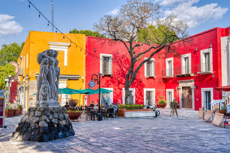 Puebla, Mexico - January 2022 : Historical center in sunny weather, HDR Imageのeditorial素材