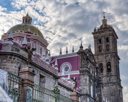 Puebla, Mexico - January 2022 : Historical center in sunny weather, HDR Imageのeditorial素材