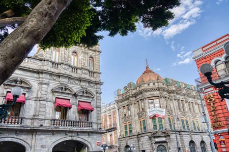 Puebla, Mexico - January 2022 : Historical center in sunny weather, HDR Imageのeditorial素材
