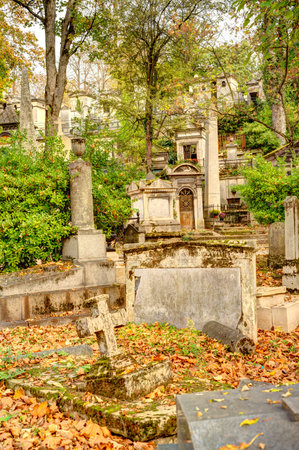 Old Jewish cemetery in the city of Lviv, Ukraine. Autumn season.の写真素材
