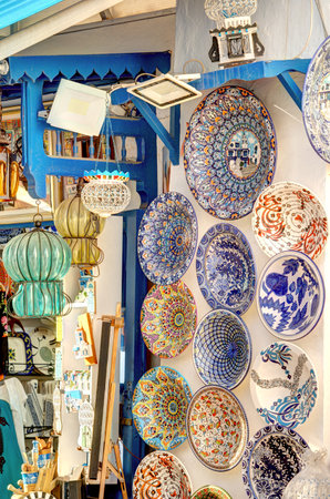 Colorful Turkish ceramics on the street of Fethiye, Turkeyの写真素材