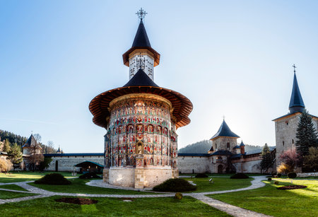sucevita monastery, romaniaの写真素材