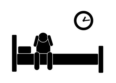 insomnia black icon watch clock bed keeping head by handsのイラスト素材