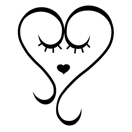 lovely valentine heart tattoo closed her eyes emotioning new pattern vector background drawingsのイラスト素材