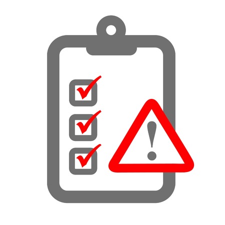 Clipboard with a caution or hazard signのイラスト素材