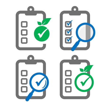 set of clipboards with assessment or identification checklistのイラスト素材