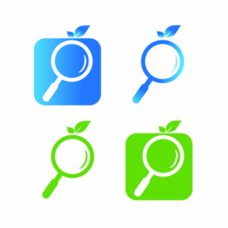 Simple magnifier or apple icons symbolizing health assessmentのイラスト素材