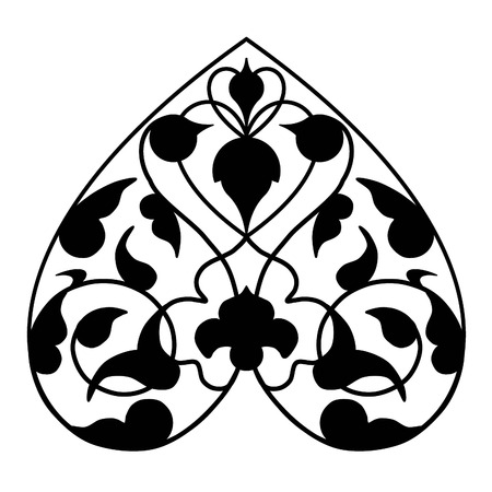 sihouette persian heart shape paisley sprigのイラスト素材