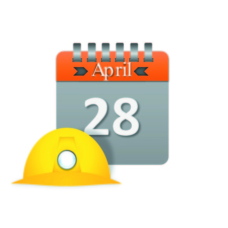 28 April universal day of occupational safety and health symbolizing by calendar and helmetのイラスト素材