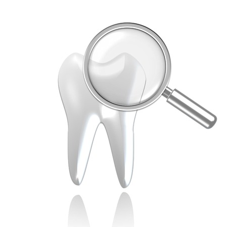 ooth health examination symbolizing magnifier and toothのイラスト素材