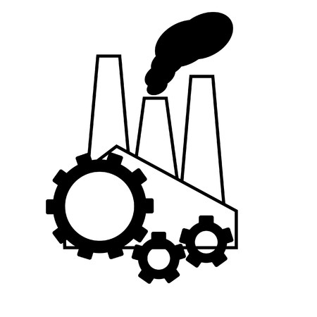 industrial pollution concept a factory and smog and gearのイラスト素材