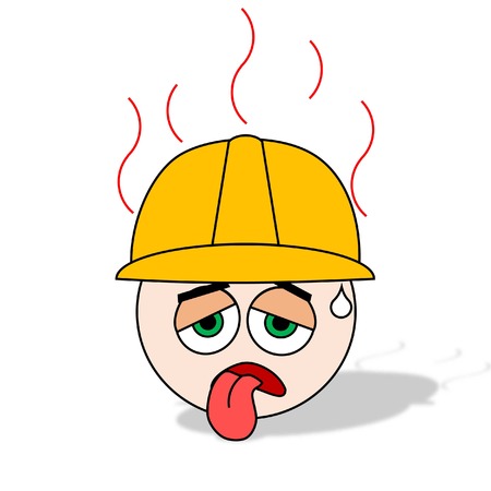 heat exhaustion of worker from hot air conditionのイラスト素材