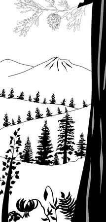 black and white forestのイラスト素材