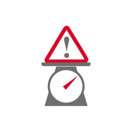 risk assessment concept symbolizing with scale weighting hazard sign in flat simple flat styleのイラスト素材