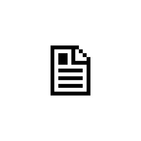A document icon in simple pixel art black and white style.のイラスト素材