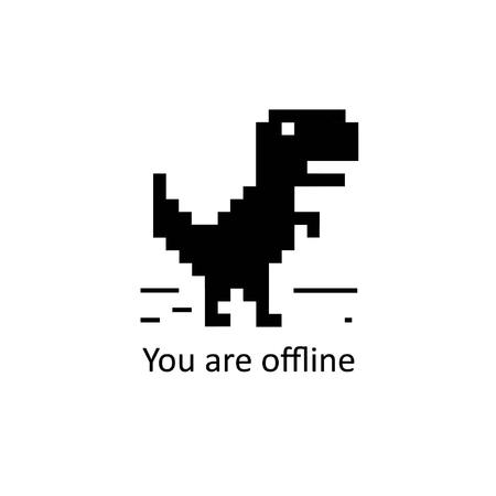 pixel art of dinosaur describing offline error for android a black dinosaur iconのイラスト素材