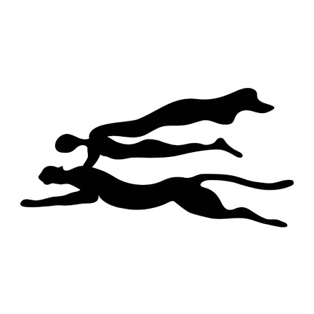 man gallop on the cheetah move in silhouette styleのイラスト素材