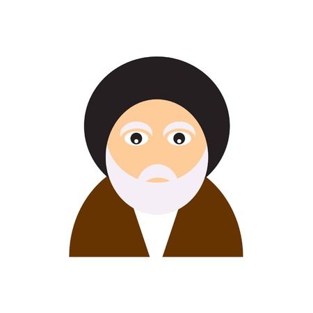 mullah or akhond icon shows a iranian clergyman with a black turbanのイラスト素材