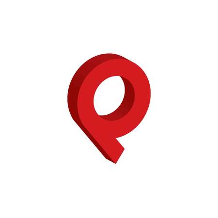 3D logo of P letter and location symbol shows the transfer conceptのイラスト素材