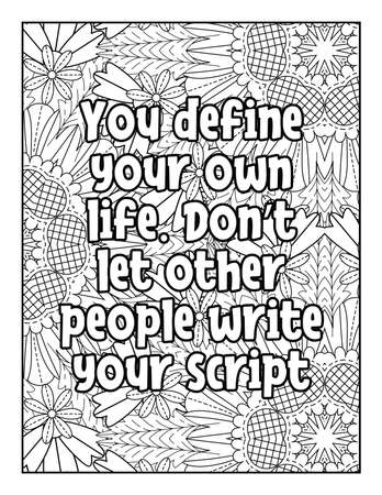 Motivational Quotes Coloring Page. Quotes Coloring Page. Motivational Quotesのイラスト素材