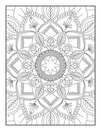 floral mandala coloring pages, Mandala Coloring Pages, coloring pages for adults, vector illustration, and mandala background.のイラスト素材