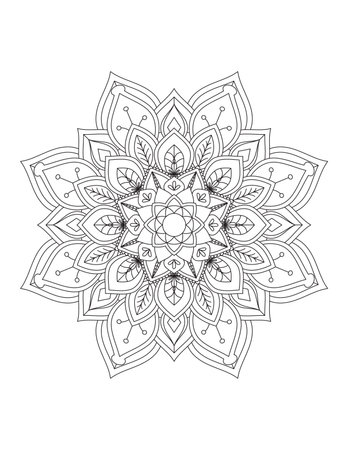 Mandala. Ethnic decorative element. Hand drawn backdrop. Islam, Arabic, Indian, ottoman motifs. Coloring book page.のイラスト素材