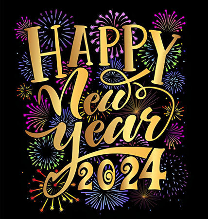 Happy New Year. Hand lettering greeting card. Vector illustration.の素材
