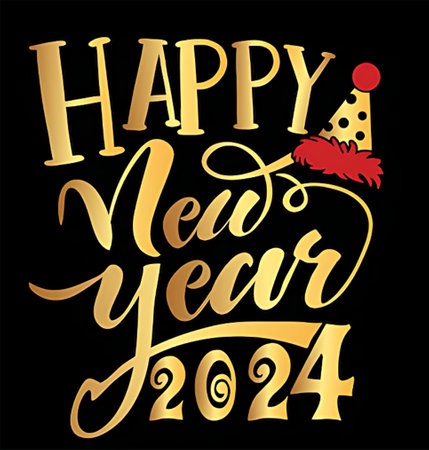 Happy New Year lettering. Vector illustration for greeting card, banner, poster, invitation.の素材