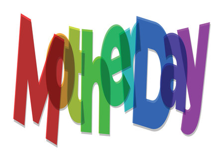 Vibrant multicolored text spells out 'Mother's Day' in a playful, celebratory design, perfect for expressing love and appreciation.のイラスト素材