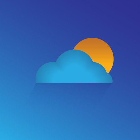 Weather symbol. Sun and Cloud sign vector illustration.