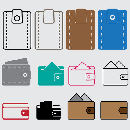 Set of vector wallet icon. Wallet with cash icon. Moneybag sign vector illustration.のイラスト素材