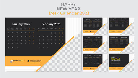 Desk calendar design 2023. Editable desk calendar design for your business vector illustration.のイラスト素材