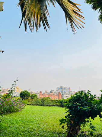 View of the city of Dhaka, Bangladesh . View from the park of lalbagh fort.