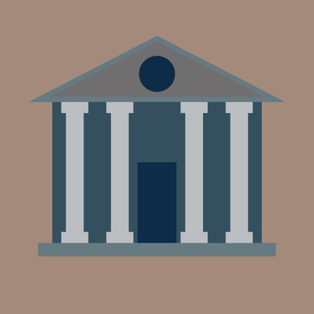 Bank building icon. Flat illustration of bank building vector icon for webのイラスト素材