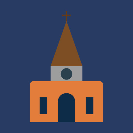 Church icon in flat style. Church vector illustration on blue background.のイラスト素材