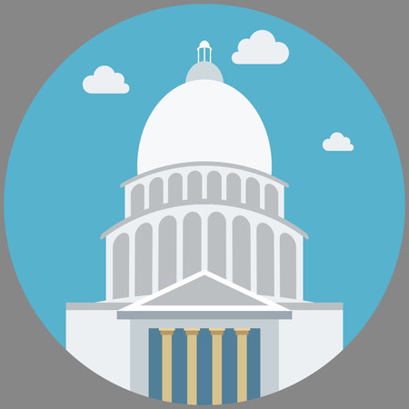 Capitol building in Washington DC, United States. Flat design.のイラスト素材