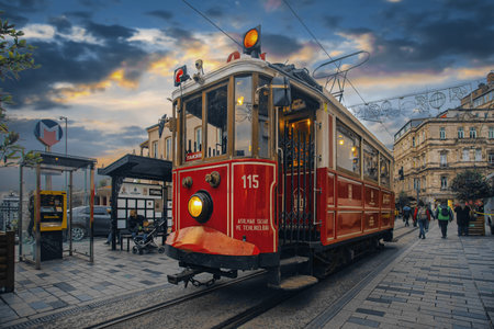 Istanbul Istiklal avenue, symbol of the red trams operate daily nonstop flights, 05/11/2020 istanbul turkeyのeditorial素材