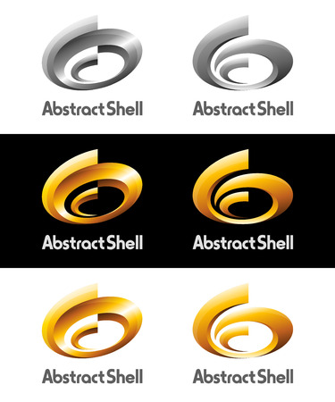 3d vector logos and icons design as abstract spriral shell shiningのイラスト素材