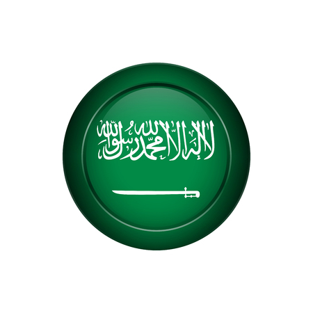 Flag design. Saudi Arabian flag on the round button. Isolated template for your designs. Vector illustration.のイラスト素材
