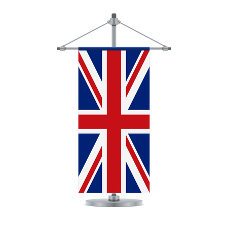 Flag design. English flag on the cross metallic pole. Isolated template for your designs. Vector illustration.のイラスト素材