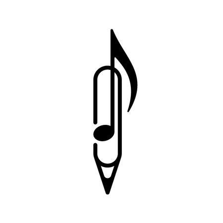 Music note, pen, paper clip on white background. Vector illustration.のイラスト素材