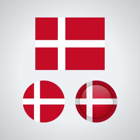 Flag design. Danish flag set. Isolated template for your designs. Vector illustration.のイラスト素材