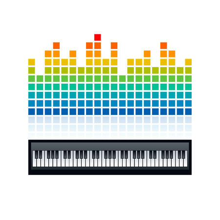 Square dots shaped equalizer and piano keyboard design. Vector illustration template.のイラスト素材