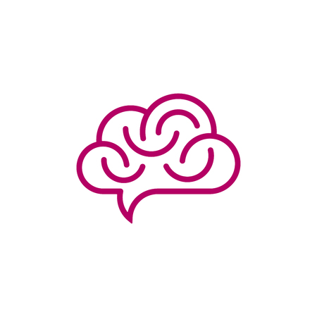Brain and cloud shaped speech bubble on white background. Creative idea icon.のイラスト素材