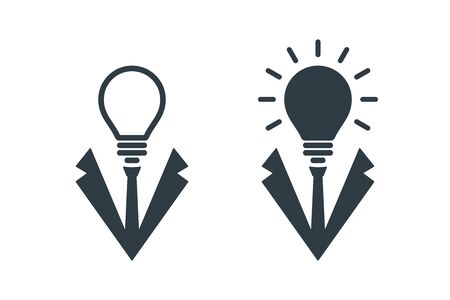 Isolated bulb shaped businessman head symbols. Great idea icons.のイラスト素材