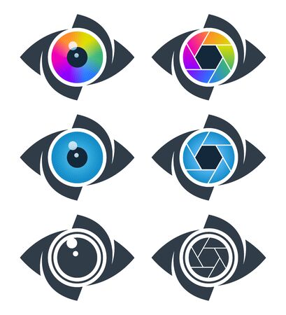 Abstract eye and shutter symbols. Media creative icon design.のイラスト素材