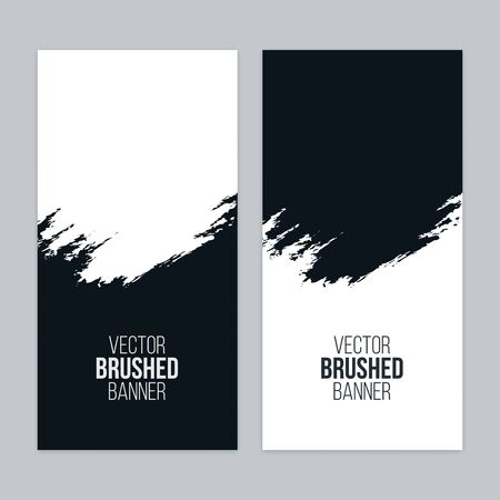 Minimal Banners With Brush Strokes Black And White Banner Design