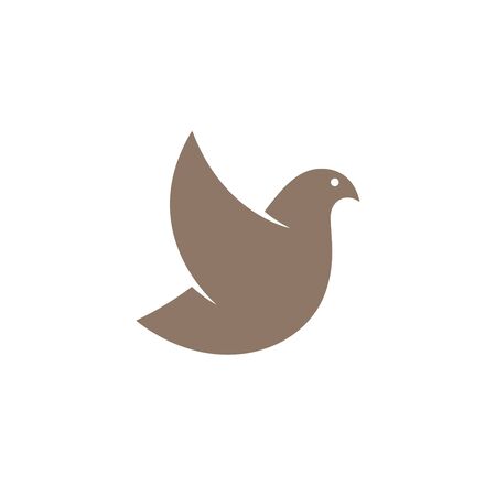 Dove icon on white background. Gold colored bird logo template.のイラスト素材